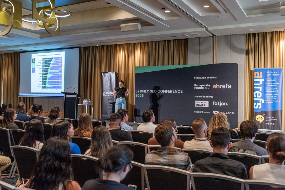 Sally Mills speaking at Sydney SEO Conference